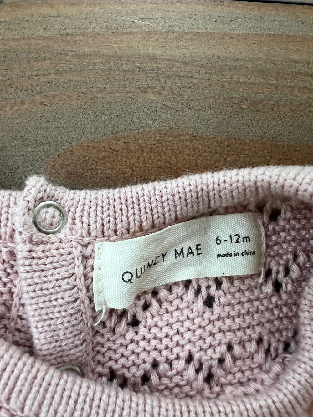 Quincy Mae Blush Pointelle Ruffle Knit Romper - 6-12 Months - Picture 2 of 3
